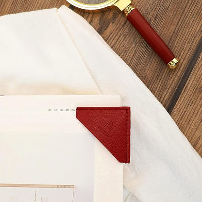 3 Pieces Leather Bookmarks Handmade Page Marker for Men Women and Kids, Faux Leather Page Clips Corner Book Markers for Students Teachers Gift for Writers Bookworm Book Lovers (06-Red)