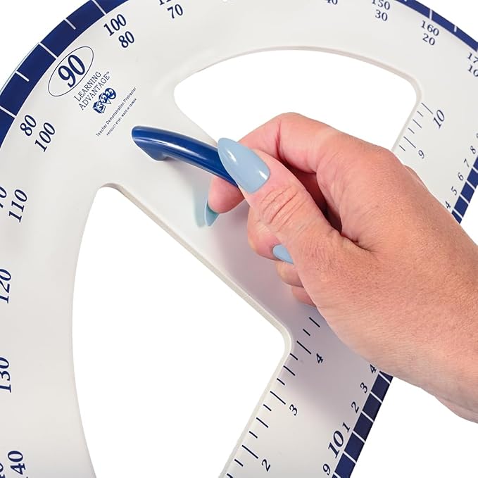 LEARNING ADVANTAGE Magnetic Dry Erase Protractor - Geometry Measurement Tool - for Whiteboards and Chalkboards - Teach Geometric Math Concepts - Angles and Shapes (7591)
