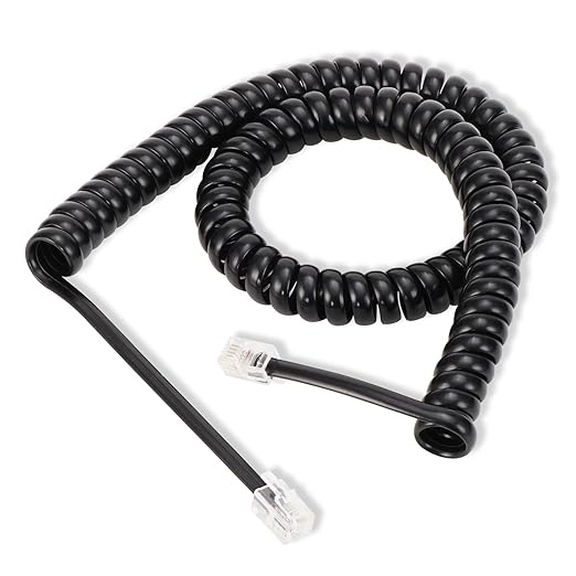 Uvital 10 Feet Short Phone Cord for Landline, 1 Pack RJ9 4P4C Telephone Cords for Landline Phones(Coiled Length: 1.2FT), Black Phone Handset Cord