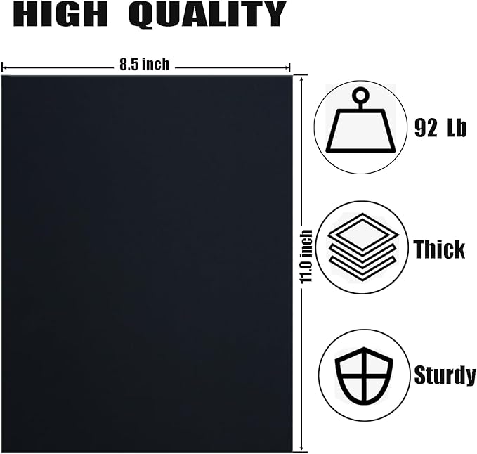 Baisunt 25 Pack 8.5x11 Black Cardstock Paper Blank Thick Heavyweight 92lb Card Stock for Making Greeting Cards, Invitations cards, Scrapbook, DIY Craft