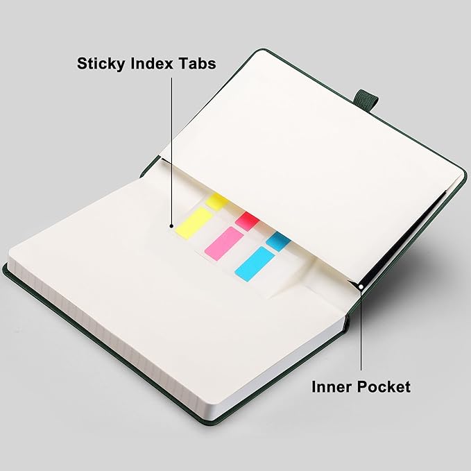 RETTACY Graph Paper Notebook, A5 Grid Notebook Journal with 192 Pages, 5.7'' × 8.3'', Medium Size, Leather Hardcover, 100 GSM Thick Paper, for Students, Homework, Math, Engineering (Dark Green)