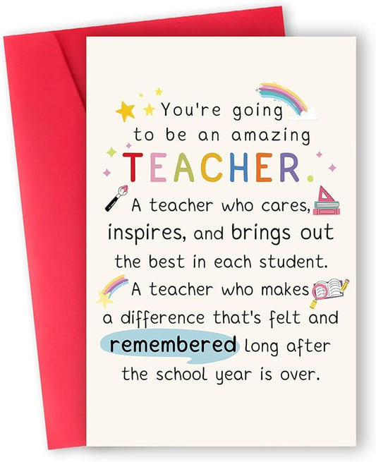 Best Teacher Graduation Gifts for Women Men, Funny New Teacher Card, First Year Gifts for Education Major