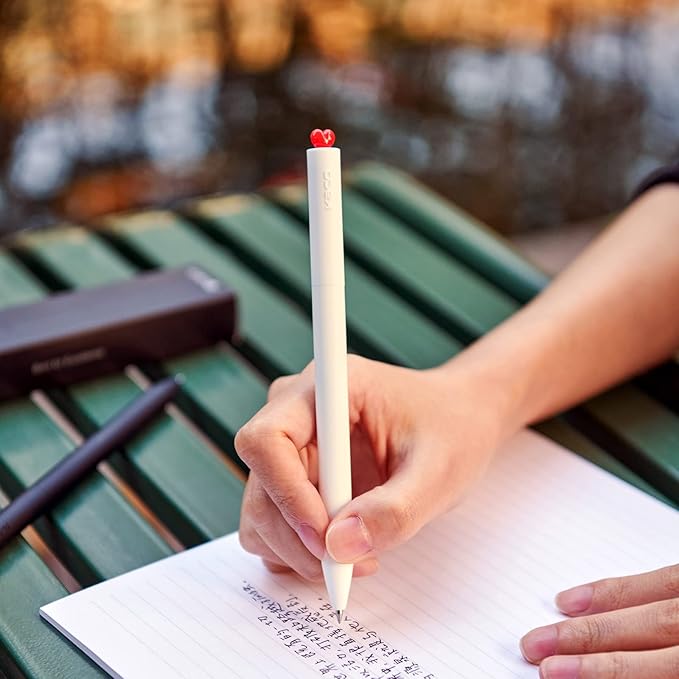 Kaco FIRST Gel Pens, Pack of 2 Pieces Cute Stationery Heart Pen Set with Extra 4 Black Refills Quick Drying Holiday Office Supplies (2 Colors)