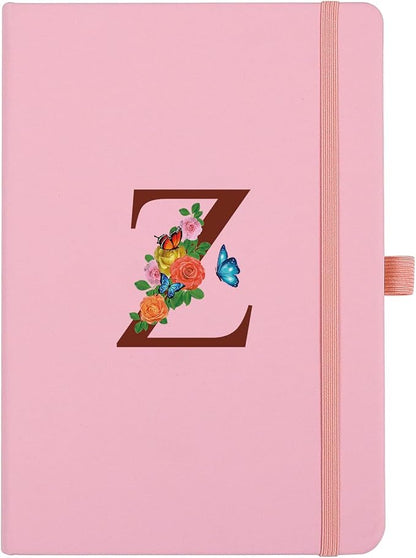 Pink Notebook for Women, 5.7"X8.3" A5 Journal Notebook with Letter Z, Dual-Sided Writing Notebook with Dividers, Cute Leather Journal for Work, Business, School, Meetings, Travelers, Small Notebook