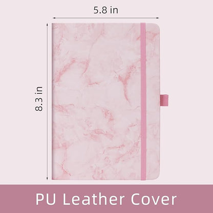 Lined Notebook Journal for Women Men 200 Pages A5 Hardcover Leather with Pen Holder College Ruled Journals for Work Note Taking Travel School (Lined, Pink-B)