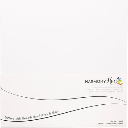 Cardstock 12 x 12 Paper Pack - 65lb Smooth Card Stock for Crafts, Cardmaking, Art Projects - 50 Square Scrapbook Sheets - Double Sided with Solid Core, Brilliant White