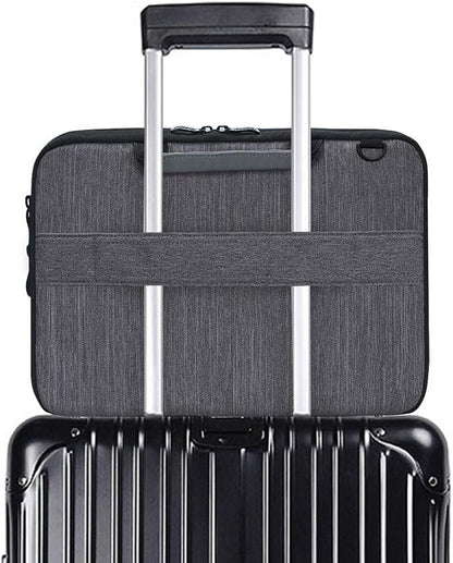 iCozzier 13-13.3 Inch Handle Laptop Briefcase Shoulder Bag Electronic Accessories Organizer Messenger Carrying Case with Shoulder&Luggage Strap - Grey