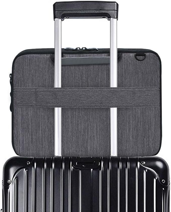 iCozzier 15-15.6 Inch Handle Laptop Briefcase Shoulder Bag Electronic Accessories Organizer Messenger Carrying Case with Shoulder&Luggage Strap - Grey