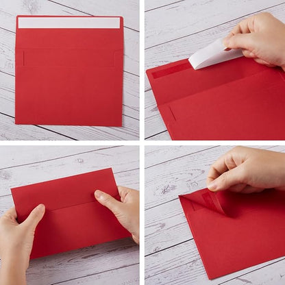 Wishop 100 Pack Christmas A7 Envelopes Self-Adhesive 5x7 Envelopes for Invitations, 5x7 Greeting Cards (Christmas Green/Red, 5.24 x 7.21 Inches)