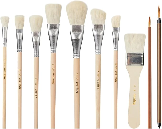 10 Pieces Glaze Brushes for Pottery Mop Brush for Pottery Glazing Goat Hair Blending Brush for Pottery