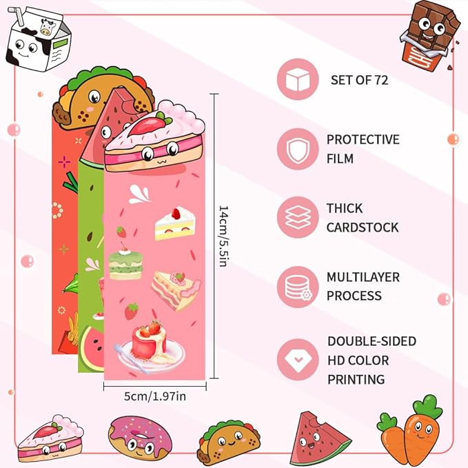 Bookmarks, 72 Pcs Bookmarks for Kids, Book Marks for Reading Kids, Cute Bookmarks, Book Markers, Kids Bookmarks, Bookmarks for Book Lovers, Bulk Bookmarks, Bookmarks for Girls, Classroom Rewards