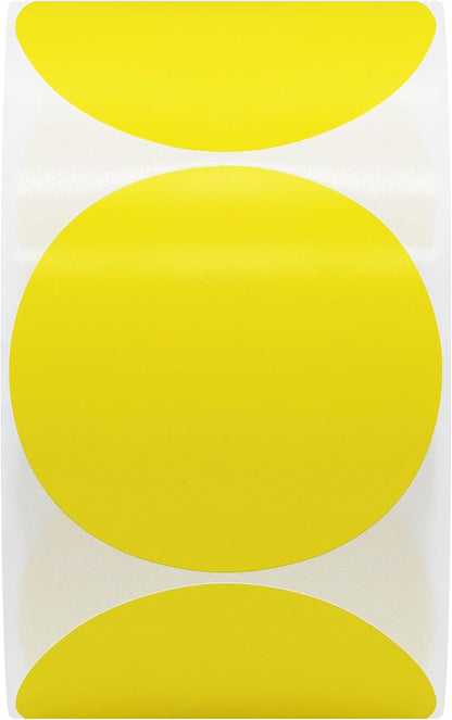 Hybsk 2 inch Circle Color Direct Thermal Stickers Shipping Labels for Barcodes,Name Tag,DIY Logo Design,QR Code,Inventory– Compatible with Zebra,Rollo,Munbyn,and More-750 pcs (2 inch,Yellow)