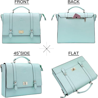 Laptop Briefcase for Women,15.6 Inch Work Tote Bag Trendy Computer Bag Business Satchel Purse with Professional Protection Padded Compartment for Work Travel,Mint