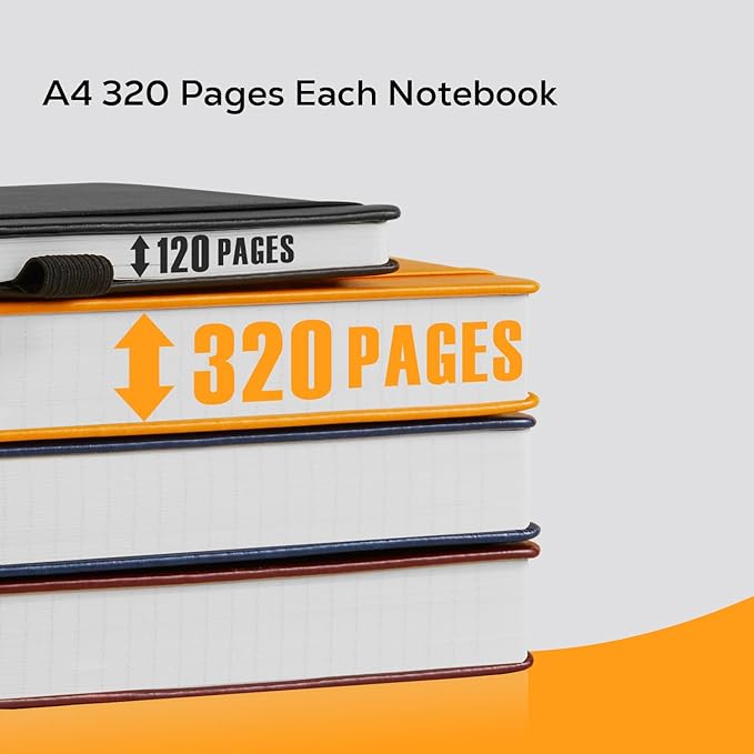 A4 Hardcover Notebook, Large 8.5 x 11 Notebook Journals for Writing Note Taking Women & Men, 320 Pages Hardcover Work Notebook Journal Notepad Writing Pads, Orange