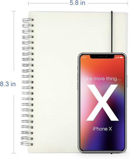 3 Pack A5 Spiral Bullet Dotted Journal with 120gsm Thick Paper, Dot Grid Spiral Notebook with Plastic Hardcover and Elastic Band Closure, 80 Sheets Per Pack 5.7X 8.3 inches