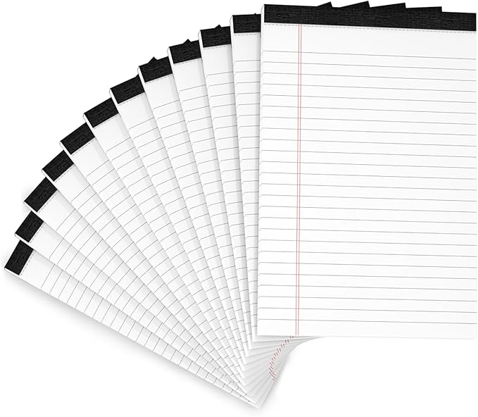 12 Pack Note Pads 5x8 Small Legal Pads White Notepads 5x8 Inch 80 GSM Paper Pads With 30 Sheets Per Notepad Small Writing Pads Notebook for Work White Lined Note Pads Small Legal Notepads for School
