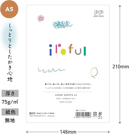 iroful 75 gsm Loose Sheet, 8.27" x 5.85", 100 Sheets/Pack, Unruled, White, 1 pack (PI-A5P-W)