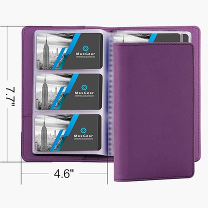 MaxGear Business Card Organizer, 240 Cards Book Portable Business Card Holder for Men & Women, Professional PU Credit Cards Binder File Storage, Purple