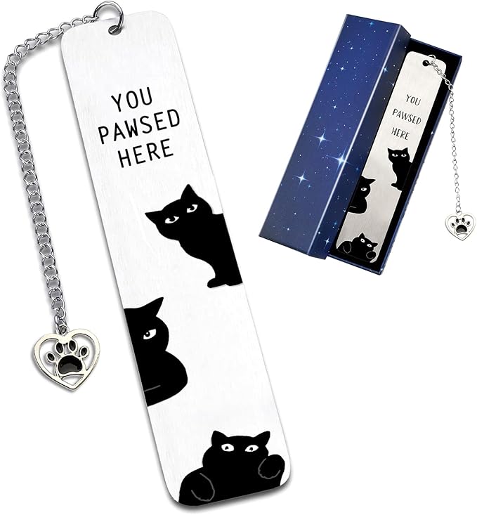 Black Cat Bookmark Gifts for Women, Book Markers for Reading Women Teens, Cat Bookmark Box Gifts for Cat Lovers, Cat Lover Female Friends Birthday Gifts Book Club Reading Gifts 03