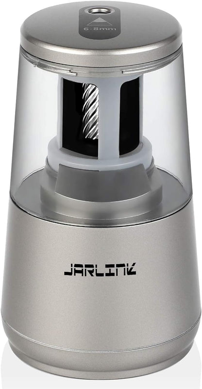 JARLINK Electric Pencil Sharpener, Heavy-Duty Helical Blade to Fast Sharpen, Auto Stop for No.2/Colored Pencils(6-8mm), USB/Battery Operated in School Classroom/Office/Home (Gray)