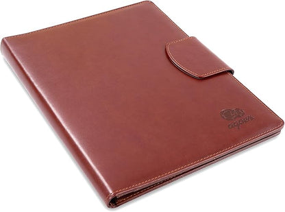 PU Leather Padfolio,A4 Leather Folder Binder Storage Clipboard with Magnetic Closure Cover,Business Resume Folder with Luxury Pen,Notepads,Sticky Tabs for Interview,Conference,Gift Portfolios (Brown)
