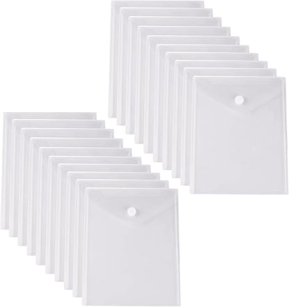 8.5 x 11 Vertical Clear Letter Sized Plastic Envelopes Document File Storage Holder 20 Pack Hook Loop Closure