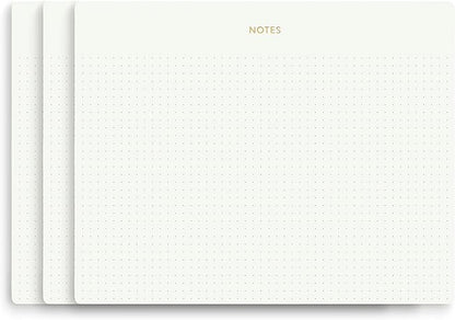 Mouse Pad Notepad for Professionals, 3 Pack, 9.8" x 7.9", 150 Sheets (50 Each), Minimalist, Gold Foiled, Dotted Layout, Executive's Desk Note Pad, To Do List Notepad, Eco-friendly, FSC™ Certified Planner Pad