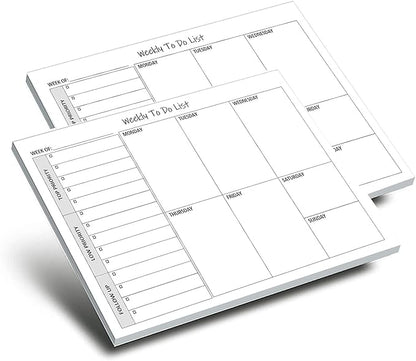 Weekly TO DO List Notepads (2 Pack, 50 Pages Each) Task Pad Planner w/Daily Checklist, Priority ToDo & Note Sections. Desk Notebook Pad to Organize Office. 8.5 X 5.5, A5 Sheets. Made in the USA.