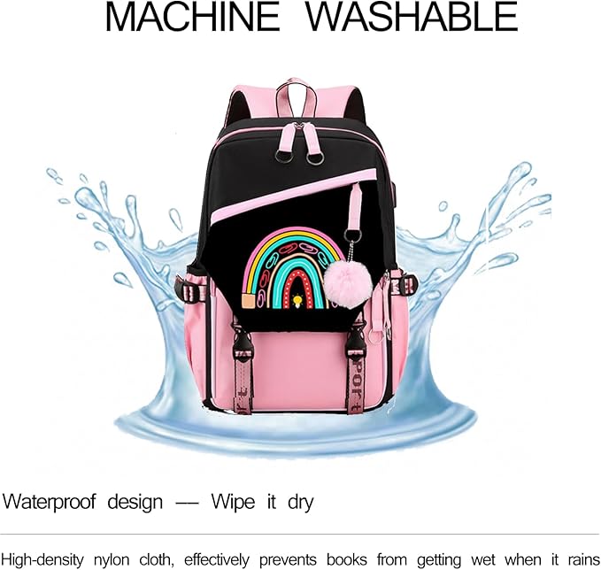 Teacher Backpack for Women, 16.5 Inch Laptop Backpack With USB Charging Port Large Capacity Travel Backpack,Waterproof Carry on Work Bags,Pink