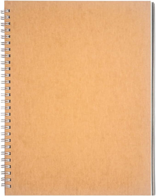 10 inch x 7.5 inch, 100GSM, Blank Spiral Notebook, 1-Pack, Soft Cover, Sketch book, 100 Pages / 50 Sheets, with writing backboard, (Brown)
