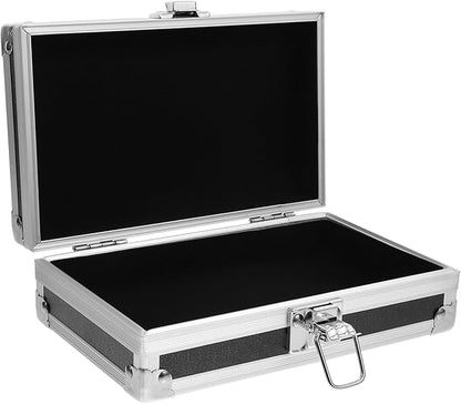 Multipurpose Tool Mini Aluminum Case, 4.2inch Metal Briefcase with Lock, Hard Aluminum Carrying Case for Men, Universal Portable Tool Case for Laptop/Cosmetic/Instrument/DJ, Black