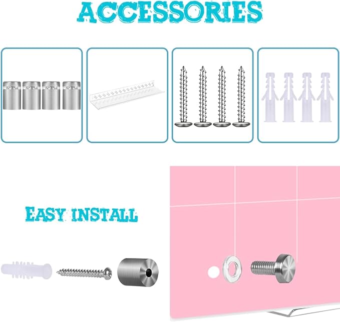 Glass Dry Erase Whiteboard, Monthly Calendar Whiteboard, Frameless Glass White Board for Home, School, Office, Pink Surface, 12" x 16"(GlassA-PK-3040)