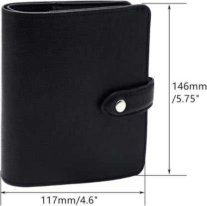 Mogoostry A7 Binder Cover Savings Binder Wallet Leather Binder Folder 6-Ring Refillable Notebook Binder Planner Cover Hardcover Budget Binder Organizer (Black)