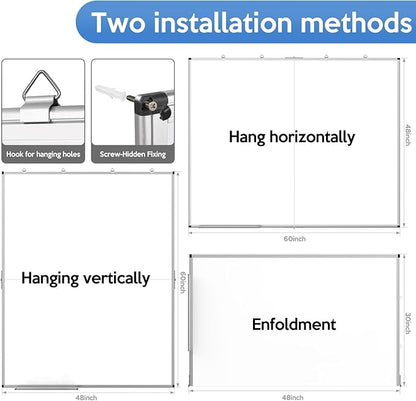 Large Whiteboard, Double Magnetic White Board for Wall, Dry Erase Whiteboard for Office Home & School (Silver, 60x48 inch)