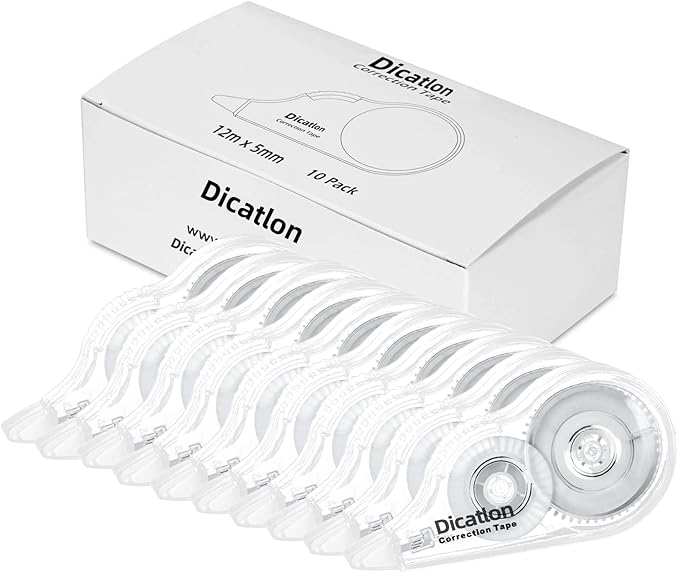 Quick Dry Whiteout Correction Tape Tear Resistant Liquid Paper Pen Shaped Applicator,Highly Suitable for Students,Office Workers,Home,Easy to Use Enhance Study,Work Efficiency,10pcs 1/5"X39Ft