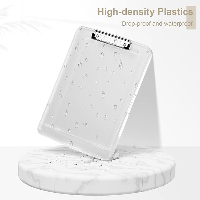 Piasoenc Clipboard with Storage, 8.5 x 11 Organization Box with Pen Holder and A4 Legal Paper Folder, Heavy Duty Plastic, Folio & Side-Opening, Low Profile Clip, for Nurses,Teachers, Translucent