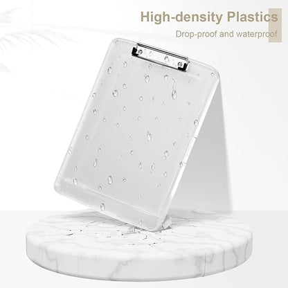 Piasoenc Clipboard with Storage, 8.5 x 11 Organization Box with Pen Holder and A4 Legal Paper Folder, Heavy Duty Plastic, Folio & Side-Opening, Low Profile Clip, for Nurses,Teachers, Translucent