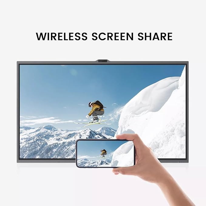 Enther 65″ Smart Board V6530 Kit, Interactive Display Whiteboard, 4K UHD Touch Screen Vibe Board, All-in-One Digital Smartboard for Classroom Home Office Studio(Board&Shelf)