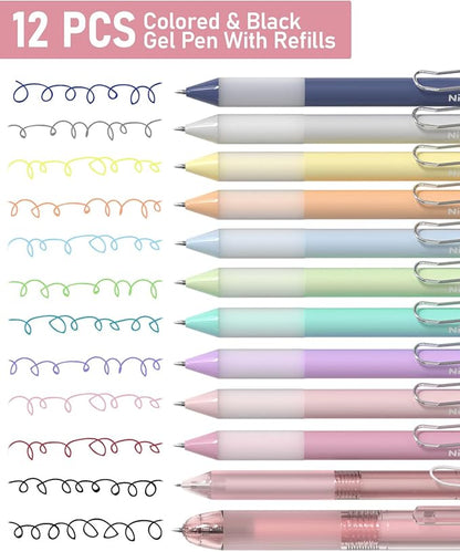 Nicpro 78 PCS Aesthetic School Supplies with Cute Pen Case, 12 Pastel Highlighters, 12 Color & Black Ink Gel Pens, 10 Mechanical Pencils 0.5, 0.7, 0.9, 2.0 mm, 6 Ballpoint Pen for Student Stationary