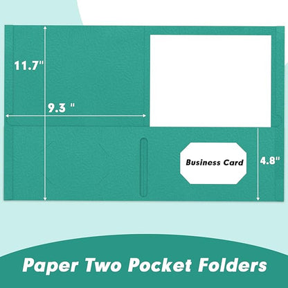 Two Pocket Folders, RAZCC 100 Pack 2 Pocket Folders Fit Letter Size Paper, Paper Folders with Pockets for School Office Business Home, Assorted 5 Colors