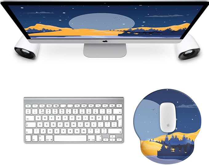 eulps Mouse Pad with Wrist Rest, Comfortable Computer Mousepad with Gel Wrist Support Smooth Surface and Non-Slip PU Base for Pain Relief, Laptop, Office & Home (Moon Night)