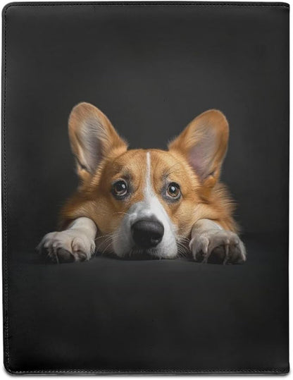 Office Folder Cute Dog Pattern PU Leather Padfolio with A4 Size Clipboard Clip for Business Resume Interview Document Sleeve Binder Folder for Men/Women