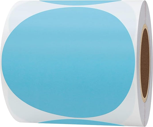 Hybsk 3 inch Circle Color Direct Thermal Stickers Shipping Labels for Barcodes,Name Tag,DIY Logo Design,Inventory– Compatible with Zebra,Rollo,Munbyn,and More-350 pcs (3 inch,Light Blue)