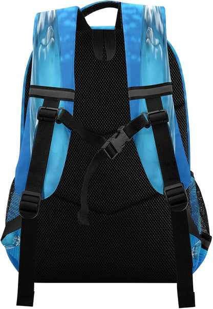 AUUXVA Cute Dolphin Sea Ocean Backpack School Bookbag Laptop Purse Casual Daypack for Teen Girls Women Boys Men College Travel