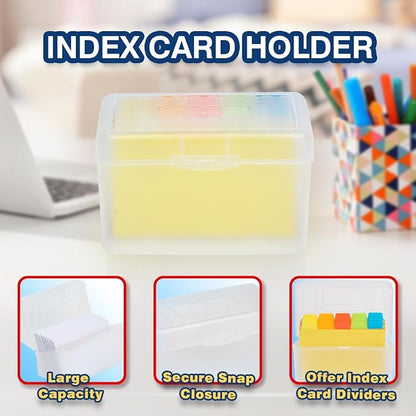 H4D Index Card Holder 3x5 Inches with 25 Plastic Dividers, Clear