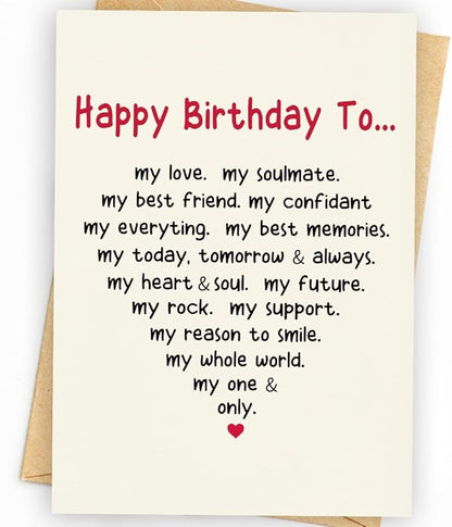 Romantic Birthday Card for Him and Her | Funny Wife Birthday Card from Husband