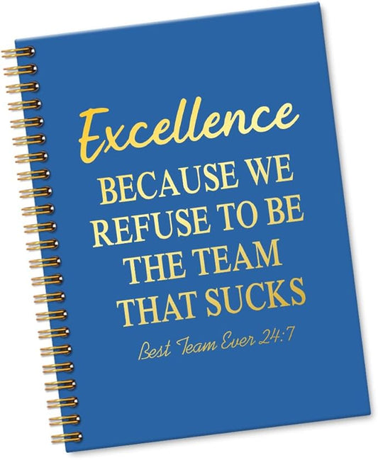 Excellence 160 Blank Pages Blue Spiral Notebook, Teamwork Gifts for Staff, Team Gifts for Coworkers, Employee Appreciation Gifts, Team Member Gifts Leadership Gifts for Colleagues B