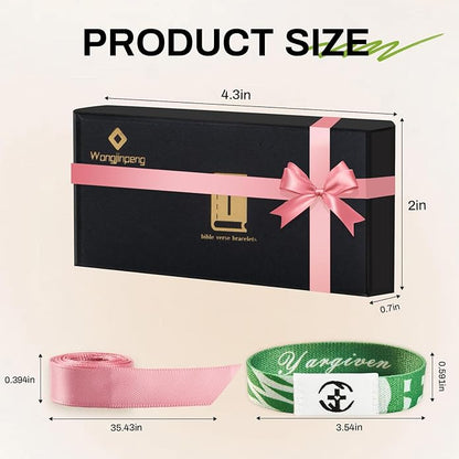 2 Pcs Bible Verse Bracelets，Daily Bible Verse Bracelet，Prayer Hope Bible Bracelets, Christian Gifts for Women , Graduation Gift，Inspirational Religious Gifts, Comes With A 35-inch Ribbon Bow