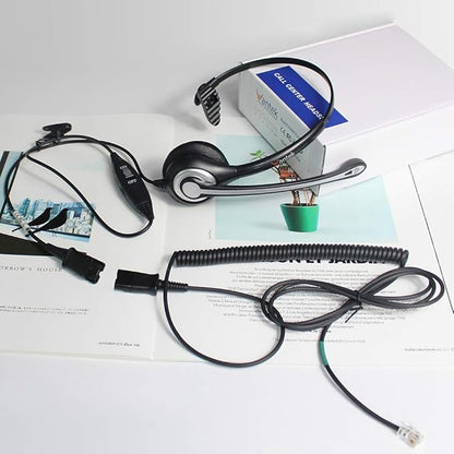 Wantek Corded Telephone Headset Mono w/Noise Canceling Mic + Quick Disconnect