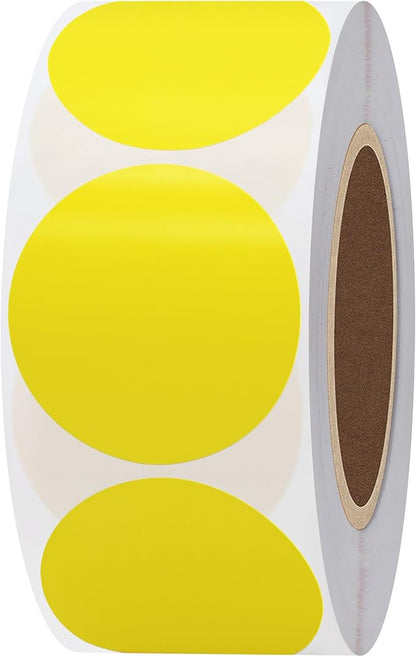 Hybsk 1.5 inch Circle Color Direct Thermal Stickers Shipping Labels for Barcodes,Name Tag,DIY Logo Design,Inventory– Compatible with Zebra,Rollo,Munbyn,and More-1000 pcs (1.5 inch,Yellow)